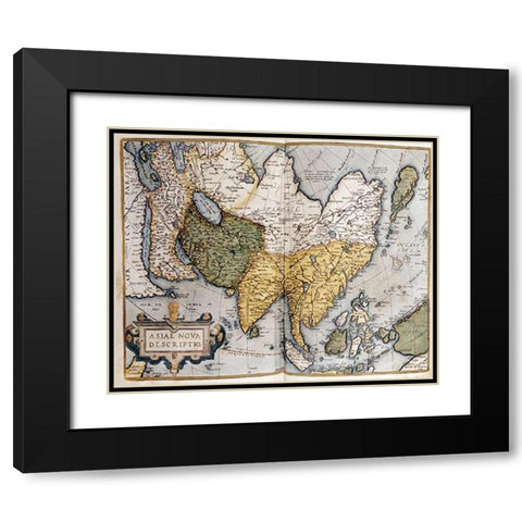 Asiae Nova Descriptio Black Modern Wood Framed Art Print with Double Matting by Ortelius, Abraham