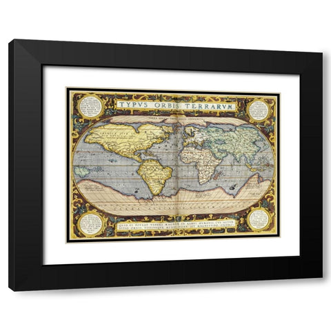 Theatrum Orbis Terrarum Black Modern Wood Framed Art Print with Double Matting by Ortelius, Abraham
