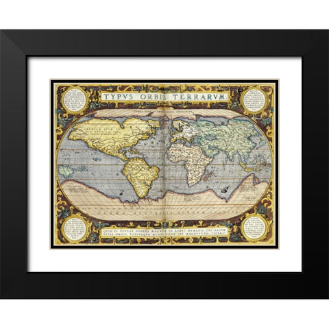 Theatrum Orbis Terrarum Black Modern Wood Framed Art Print with Double Matting by Ortelius, Abraham