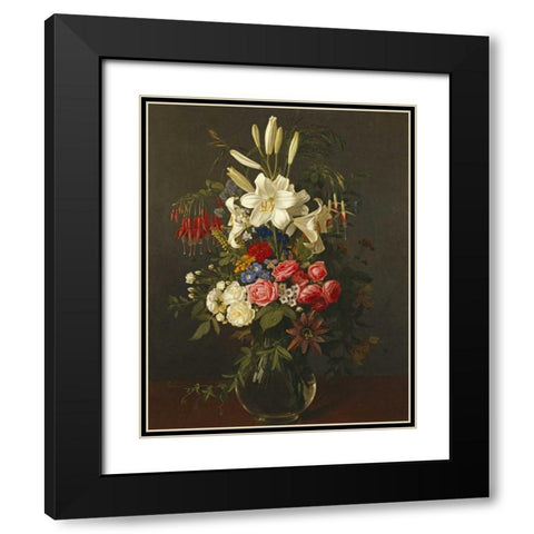 Lilies, Roses, Passion Flowers Black Modern Wood Framed Art Print with Double Matting by Ottesen, Otto Diderich