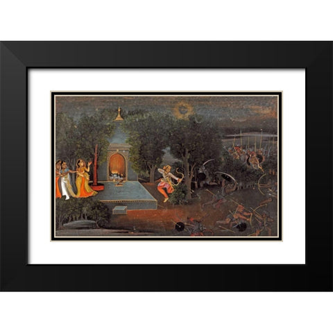 Illustration To The Ramayana Black Modern Wood Framed Art Print with Double Matting by Oudh, Mir Kalan