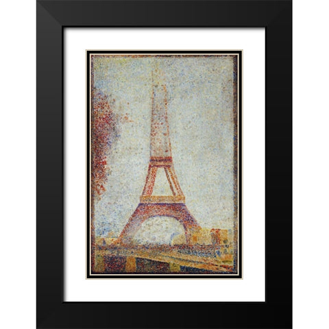 La Tour Eiffel Black Modern Wood Framed Art Print with Double Matting by Palmie, Charles
