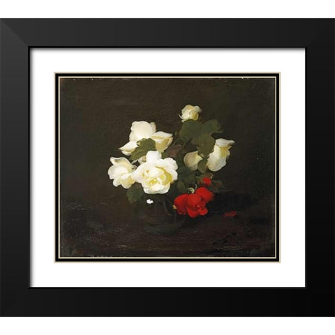 Yellow and Red Roses Black Modern Wood Framed Art Print with Double Matting by Park, James Stuart