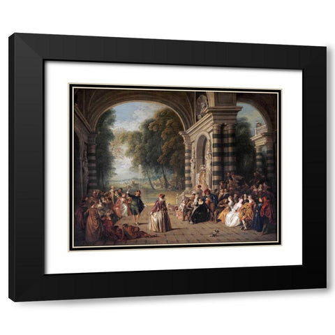 The Pleasures of The Ball Black Modern Wood Framed Art Print with Double Matting by Pater, Jean Baptiste Joseph