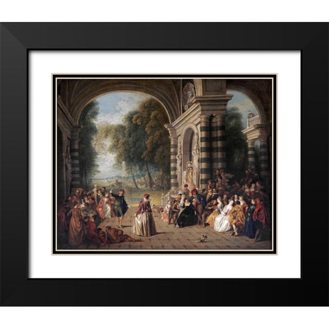The Pleasures of The Ball Black Modern Wood Framed Art Print with Double Matting by Pater, Jean Baptiste Joseph