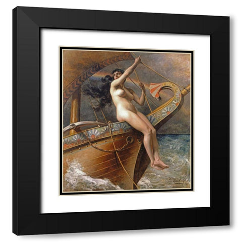 La Figure De Proue Black Modern Wood Framed Art Print with Double Matting by Paul A.