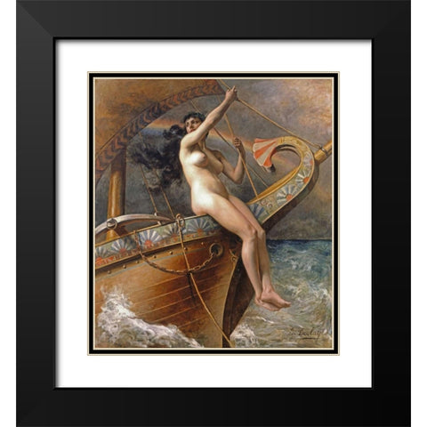 La Figure De Proue Black Modern Wood Framed Art Print with Double Matting by Paul A.