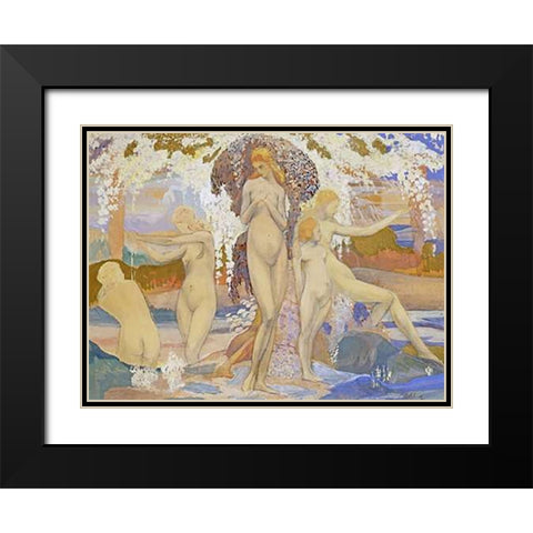 The Bathers Black Modern Wood Framed Art Print with Double Matting by Philippol, A.