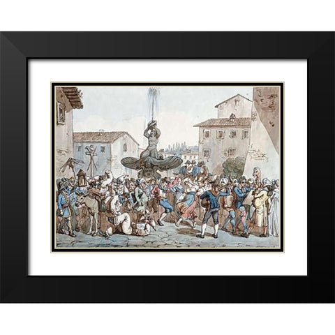 Carnevale a Roma Black Modern Wood Framed Art Print with Double Matting by Pinelli, Bartolomeo