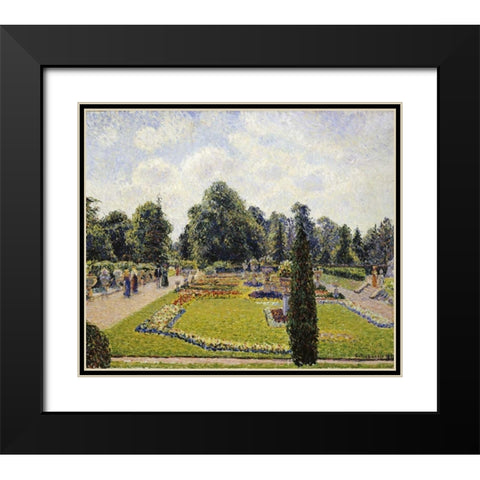 Kew Gardens Black Modern Wood Framed Art Print with Double Matting by Pissarro, Camille