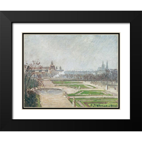 The Tuileries Gardens and The Louvre Black Modern Wood Framed Art Print with Double Matting by Pissarro, Camille