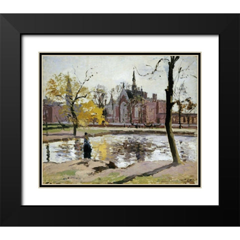 Dulwich College, London Black Modern Wood Framed Art Print with Double Matting by Pissarro, Camille