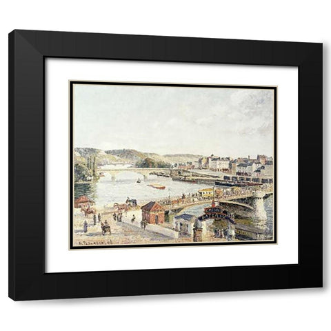 Afternoon Sun, Rouen Black Modern Wood Framed Art Print with Double Matting by Pissarro, Camille