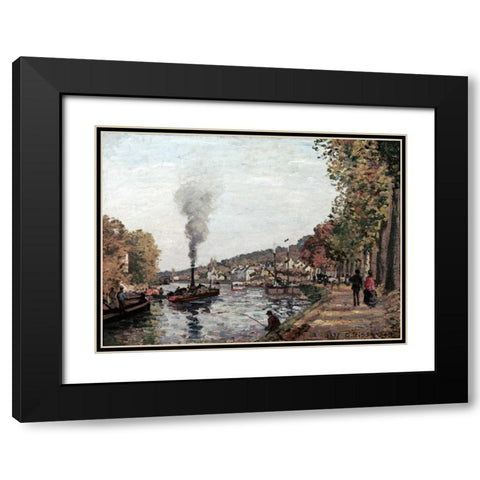 The Seine at Marly Black Modern Wood Framed Art Print with Double Matting by Pissarro, Camille