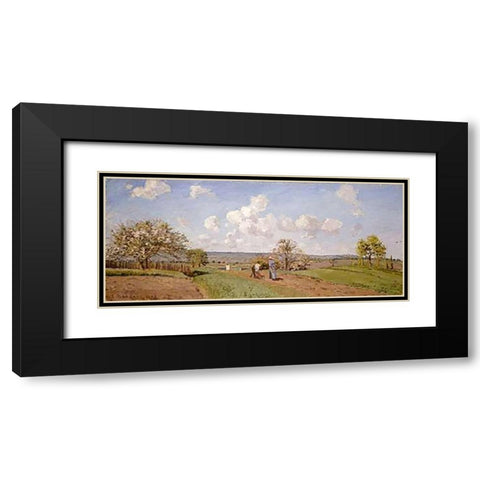 Spring Black Modern Wood Framed Art Print with Double Matting by Pissarro, Camille