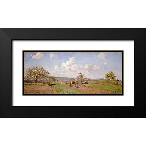 Spring Black Modern Wood Framed Art Print with Double Matting by Pissarro, Camille
