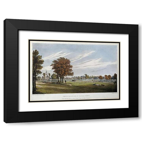 Clapham Common Black Modern Wood Framed Art Print with Double Matting by Powell, J.
