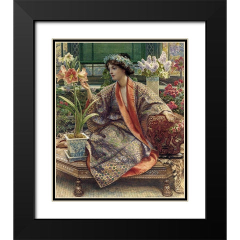 A Hot-House Flower Black Modern Wood Framed Art Print with Double Matting by Poynter, Sir Edward John