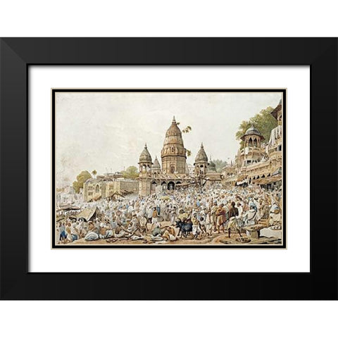Eve of An Eclipse of The Moon Black Modern Wood Framed Art Print with Double Matting by Prinsep, James