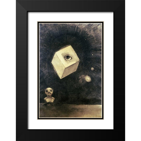 Eye Black Modern Wood Framed Art Print with Double Matting by Redon, Odilion