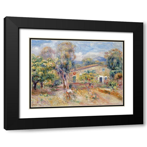 Collettes Farmhouse, Cagnes Black Modern Wood Framed Art Print with Double Matting by Renoir, Pierre-Auguste