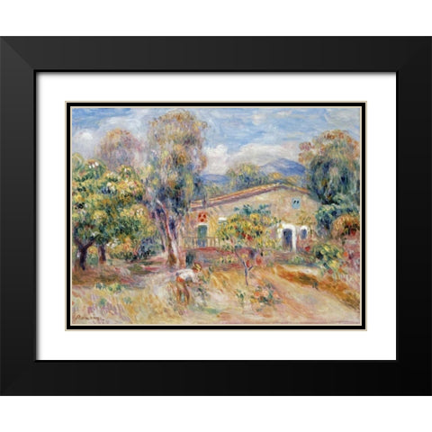 Collettes Farmhouse, Cagnes Black Modern Wood Framed Art Print with Double Matting by Renoir, Pierre-Auguste