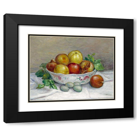Nature Morte a La Grenade Black Modern Wood Framed Art Print with Double Matting by Renoir, Pierre-Auguste