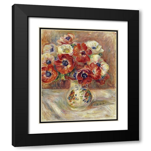 Still Life With Anemones Black Modern Wood Framed Art Print with Double Matting by Renoir, Pierre-Auguste