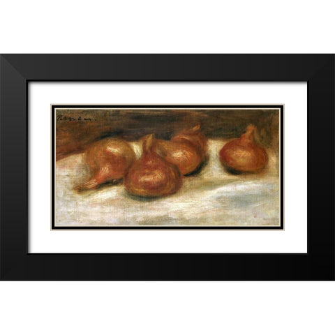 Still Life With Onions Black Modern Wood Framed Art Print with Double Matting by Renoir, Pierre-Auguste