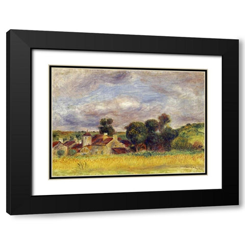 Brittany Countryside Black Modern Wood Framed Art Print with Double Matting by Renoir, Pierre-Auguste