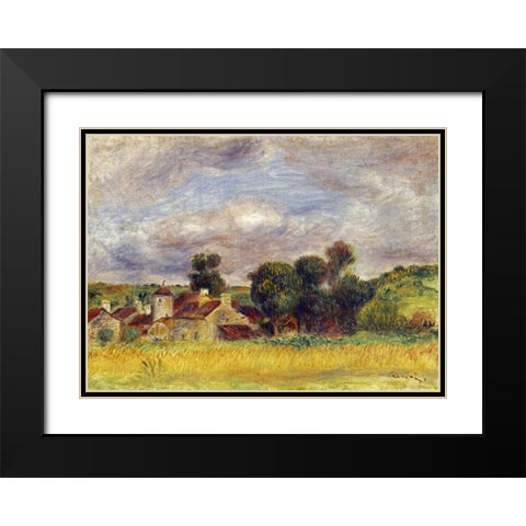 Brittany Countryside Black Modern Wood Framed Art Print with Double Matting by Renoir, Pierre-Auguste