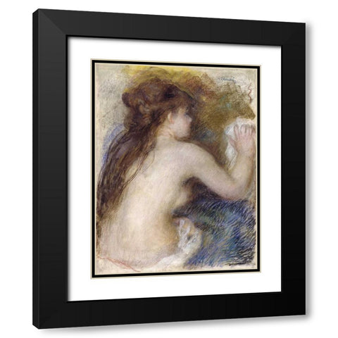 Nude Back of a Woman Black Modern Wood Framed Art Print with Double Matting by Renoir, Pierre-Auguste