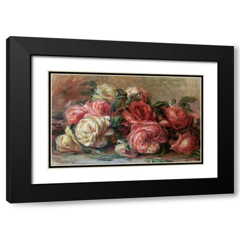 Discarded Roses Black Modern Wood Framed Art Print with Double Matting by Renoir, Pierre-Auguste
