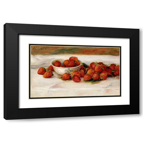 Strawberries Black Modern Wood Framed Art Print with Double Matting by Renoir, Pierre-Auguste