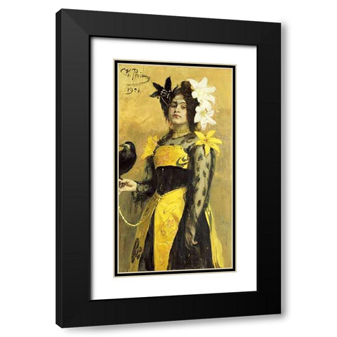 Portrait of a Lady In a Yellow and Black Gown Black Modern Wood Framed Art Print with Double Matting by Repin, Ilia Efimovich