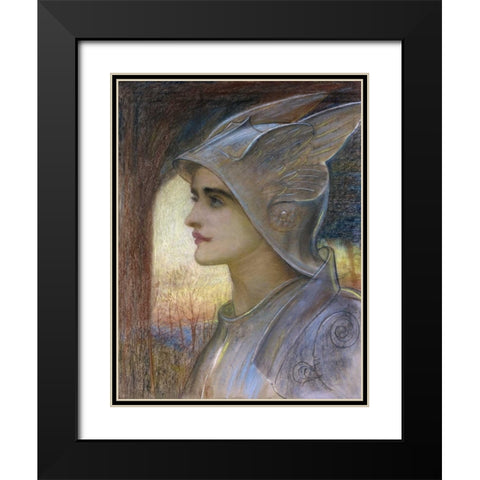 St Joan of Arc Black Modern Wood Framed Art Print with Double Matting by Richmond, Sir William Blake