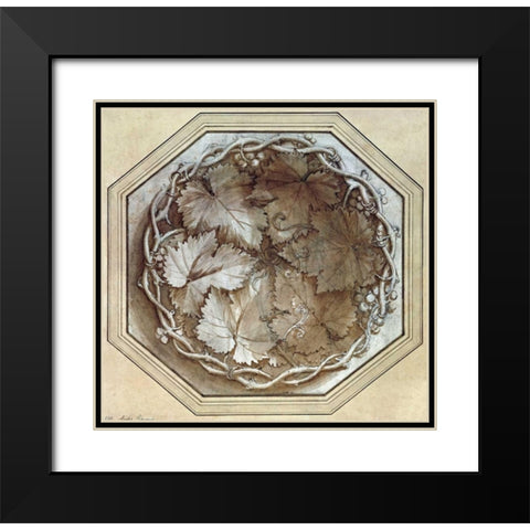 Design For a Fruit Bowl Black Modern Wood Framed Art Print with Double Matting by Romano, Giulio