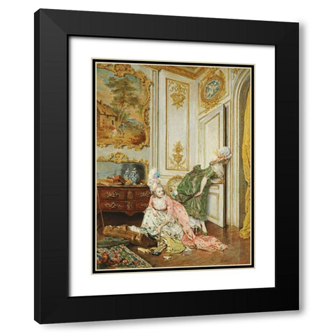 Les Curieuses Black Modern Wood Framed Art Print with Double Matting by Rossi, Lucio