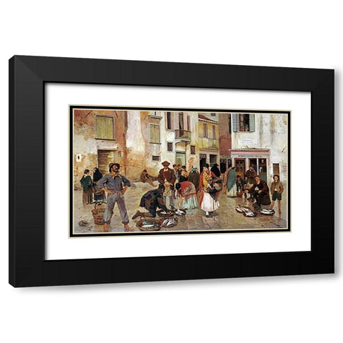 Campiello Delle Mosche, Venice Black Modern Wood Framed Art Print with Double Matting by Ruben, Franz Leo