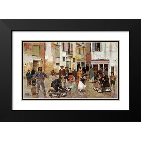 Campiello Delle Mosche, Venice Black Modern Wood Framed Art Print with Double Matting by Ruben, Franz Leo