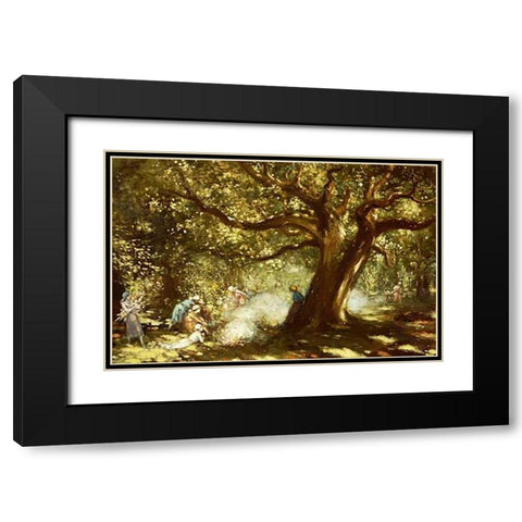 The Big Oak, Raheen, Co. Galway Black Modern Wood Framed Art Print with Double Matting by Russell, George