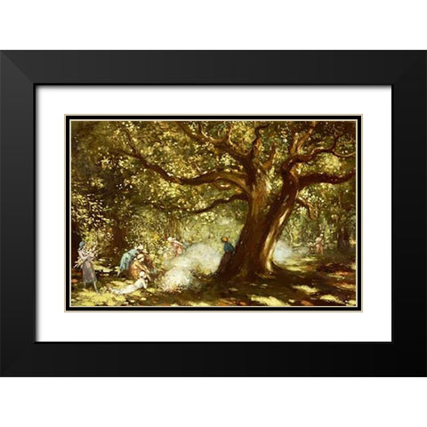 The Big Oak, Raheen, Co. Galway Black Modern Wood Framed Art Print with Double Matting by Russell, George