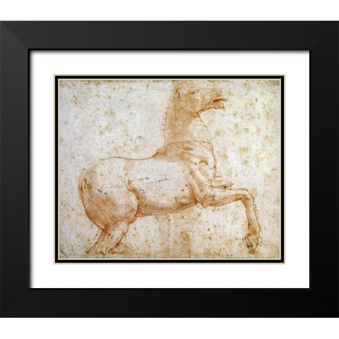 Study of One of The Quirinal Marble Horses Black Modern Wood Framed Art Print with Double Matting by Raphael