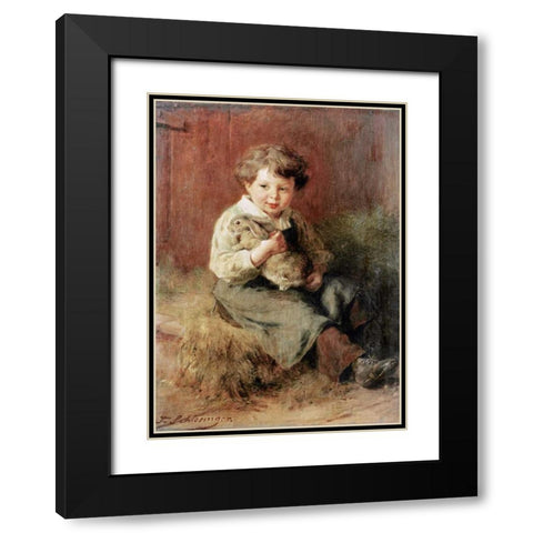 The Pet Rabbit Black Modern Wood Framed Art Print with Double Matting by Schlesinger, Felix