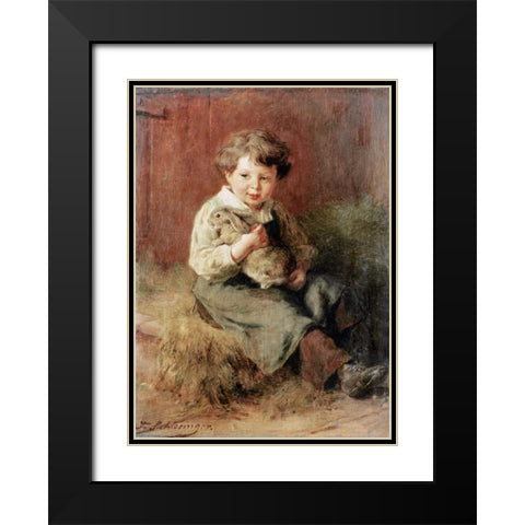 The Pet Rabbit Black Modern Wood Framed Art Print with Double Matting by Schlesinger, Felix