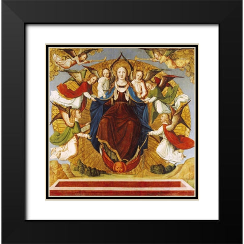 The Assumption of The Virgin Black Modern Wood Framed Art Print with Double Matting by School of Avignon