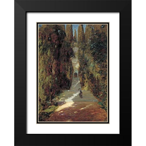 A Messa Prima Black Modern Wood Framed Art Print with Double Matting by Segantini, Giovanni