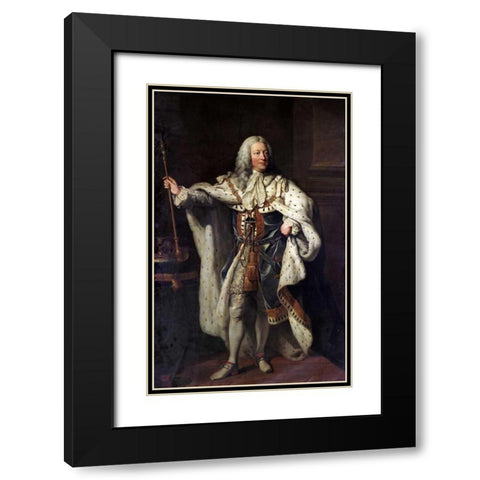 Portrait of King George II Black Modern Wood Framed Art Print with Double Matting by Shackleton, John