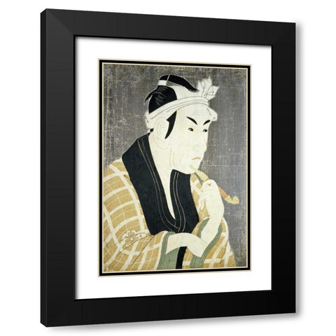 Matsumobo Koshiro IV Black Modern Wood Framed Art Print with Double Matting by Sharaku, Toshusai