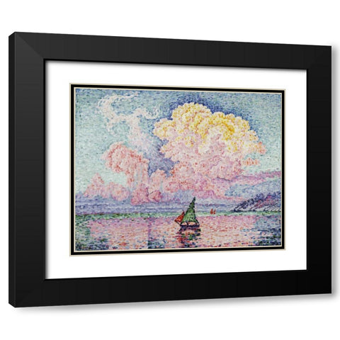 Pink Clouds, Antibes Black Modern Wood Framed Art Print with Double Matting by Signac, Paul